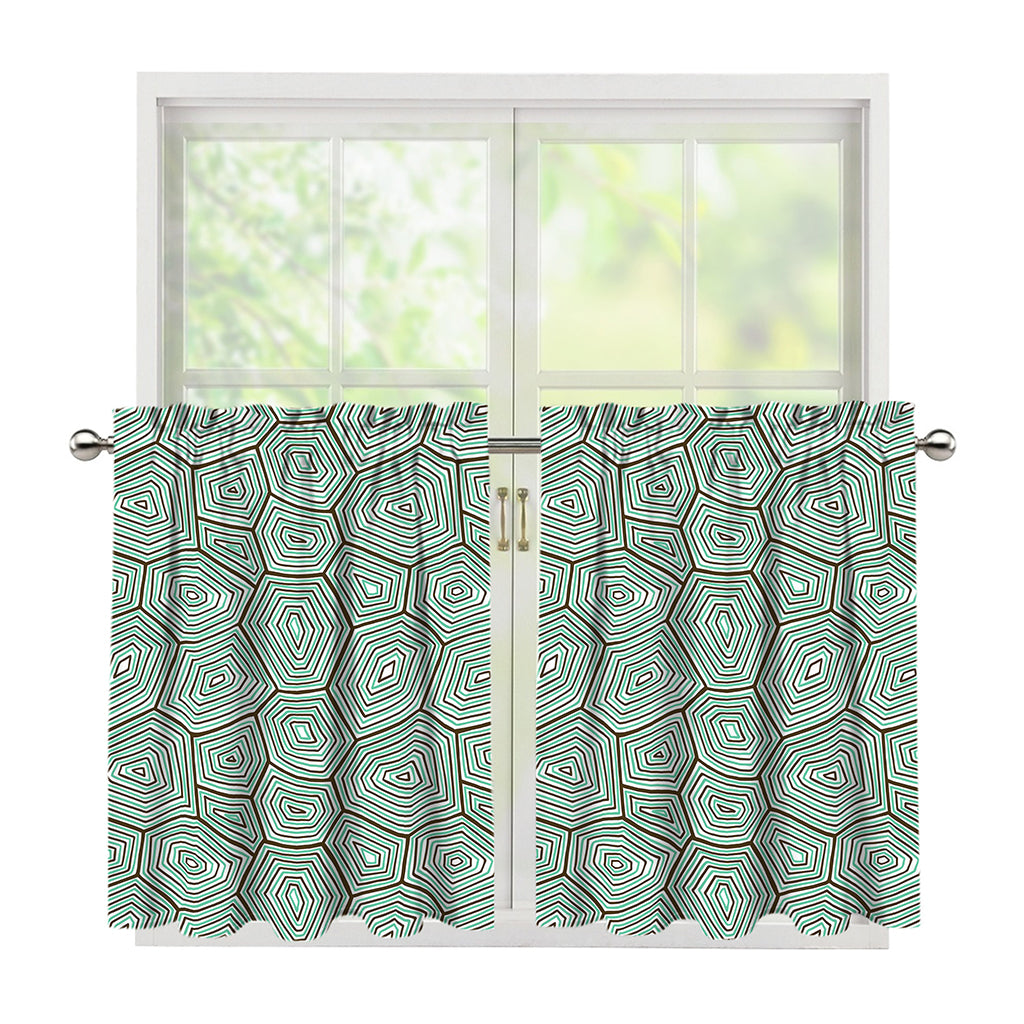 Turtle Shell Pattern Print Tier Curtains