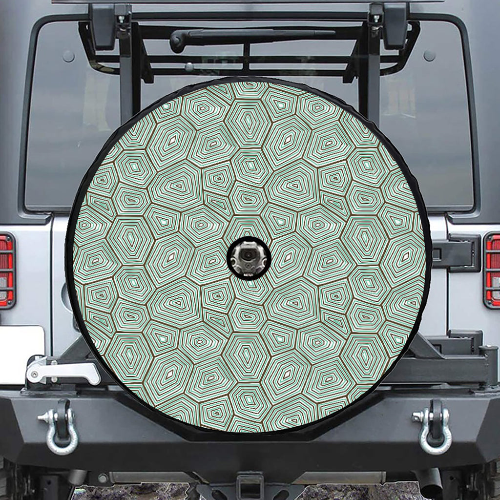 Turtle Shell Pattern Print Tire Cover With Camera Hole
