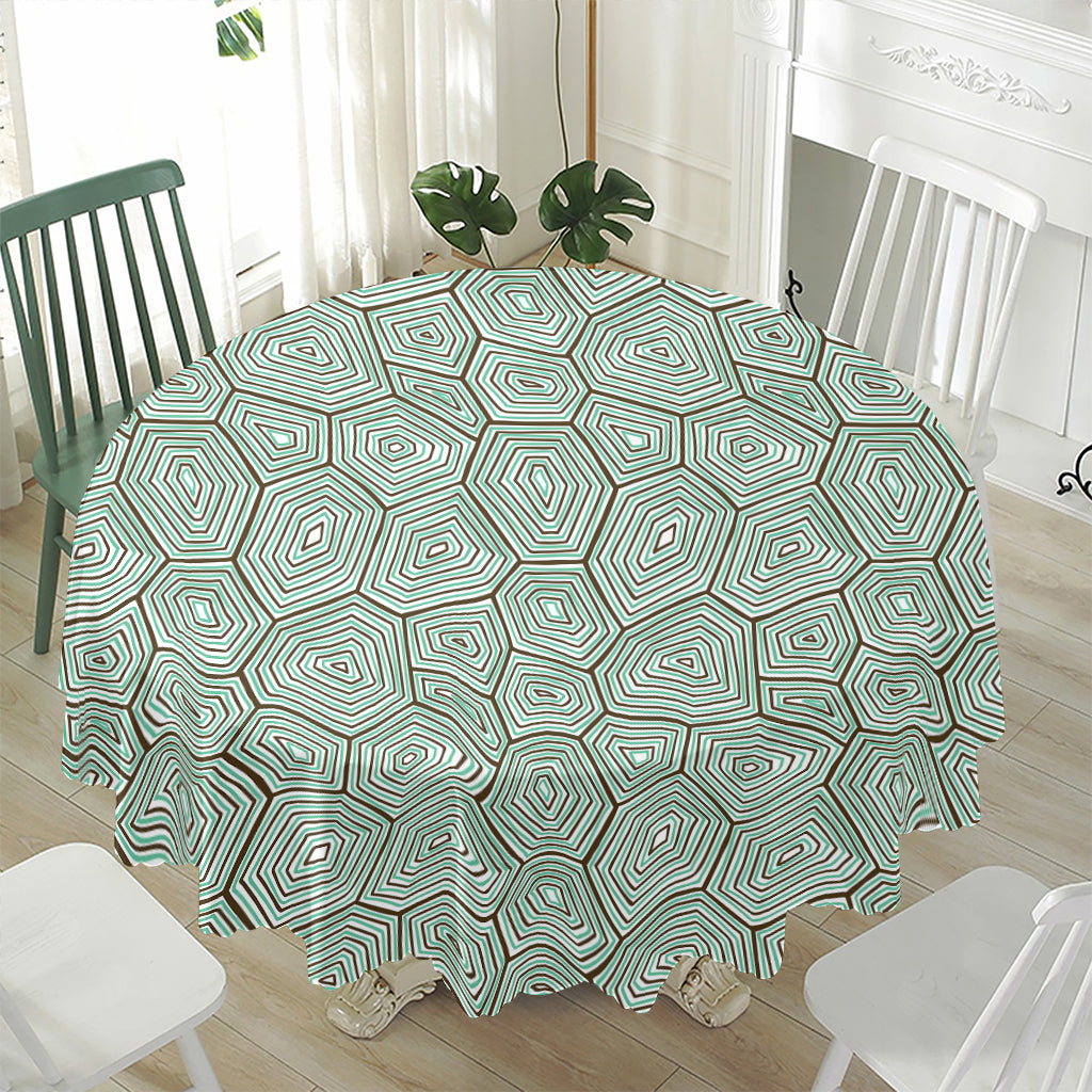 Turtle Shell Pattern Print Waterproof Round Tablecloth