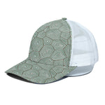 Turtle Shell Pattern Print White Mesh Trucker Cap