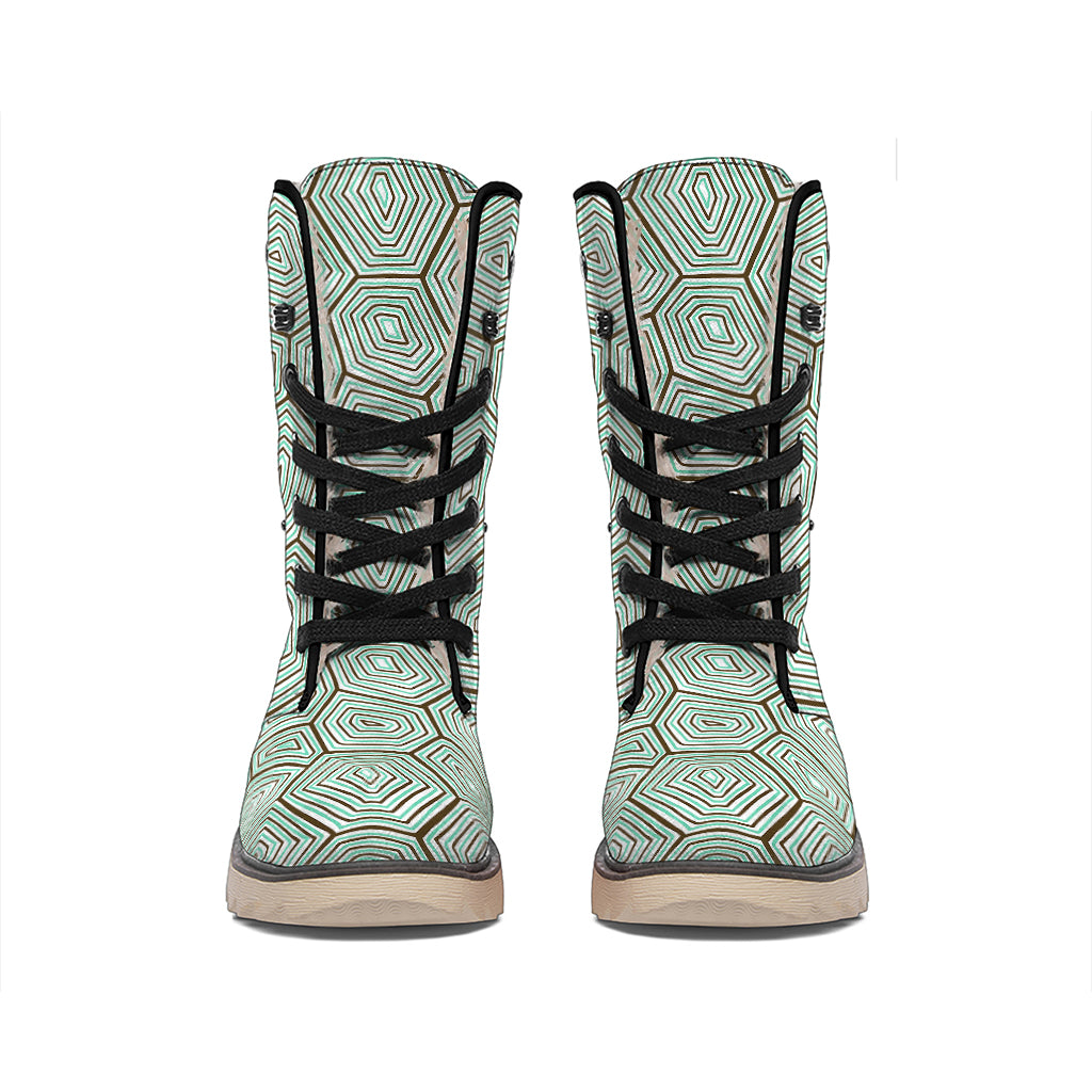 Turtle Shell Pattern Print Winter Boots