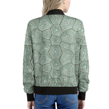 Turtle Shell Pattern Print Women's Bomber Jacket