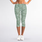 Turtle Shell Pattern Print Women's Capri Leggings