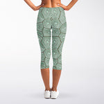 Turtle Shell Pattern Print Women's Capri Leggings