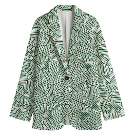 Turtle Shell Pattern Print Women's Cotton Blazer