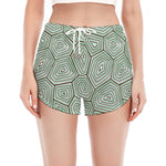 Turtle Shell Pattern Print Women's Split Running Shorts