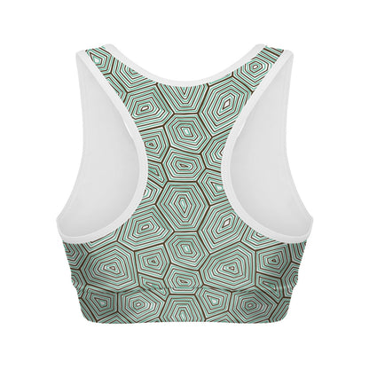 Turtle Shell Pattern Print Women's Sports Bra