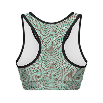 Turtle Shell Pattern Print Women's Sports Bra