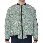 Turtle Shell Pattern Print Zip Sleeve Bomber Jacket