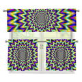Twinkle Psychedelic Optical Illusion 3 Piece Kitchen Curtains