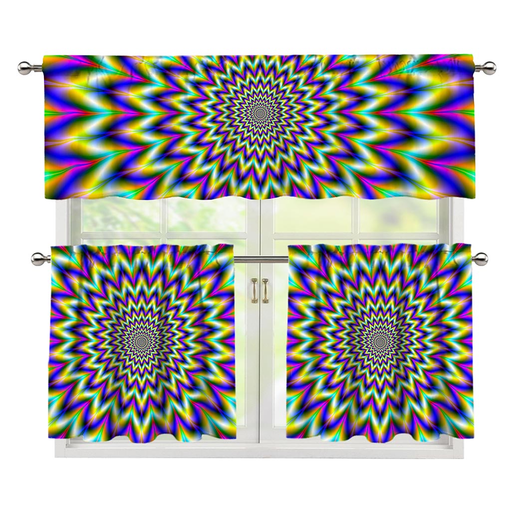 Twinkle Psychedelic Optical Illusion 3 Piece Kitchen Curtains