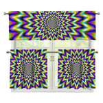 Twinkle Psychedelic Optical Illusion 3 Piece Kitchen Curtains