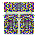 Twinkle Psychedelic Optical Illusion 3 Piece Kitchen Curtains