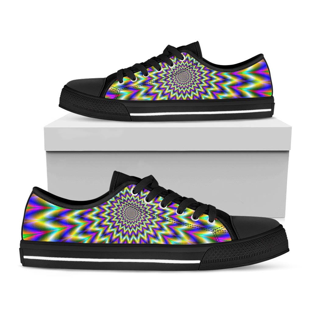 Twinkle Psychedelic Optical Illusion Black Low Top Sneakers