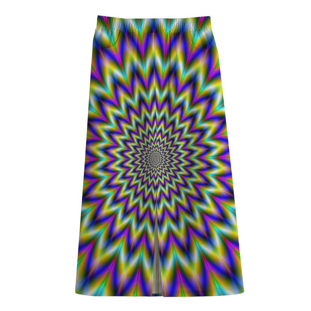 Twinkle Psychedelic Optical Illusion Cotton Front Slit Maxi Skirt
