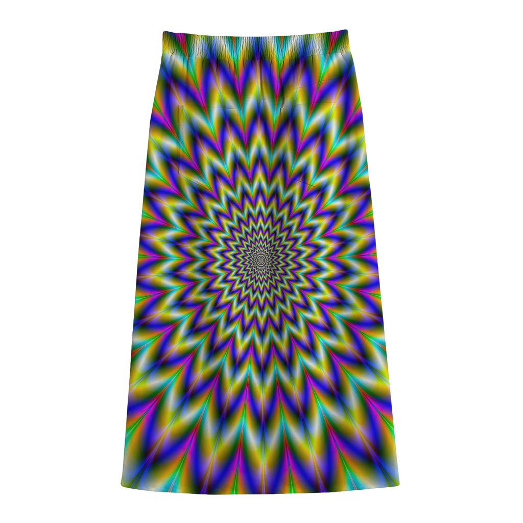 Twinkle Psychedelic Optical Illusion Cotton Front Slit Maxi Skirt