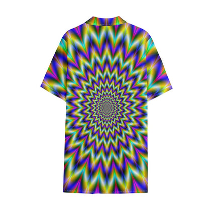 Twinkle Psychedelic Optical Illusion Cotton Hawaiian Shirt