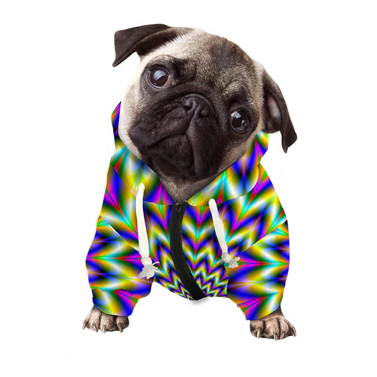 Twinkle Psychedelic Optical Illusion Dog Zip Up Hoodie