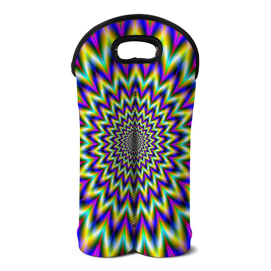 Twinkle Psychedelic Optical Illusion Double Neoprene Wine Tote