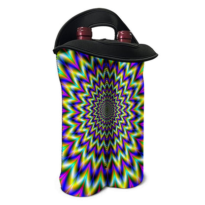 Twinkle Psychedelic Optical Illusion Double Neoprene Wine Tote