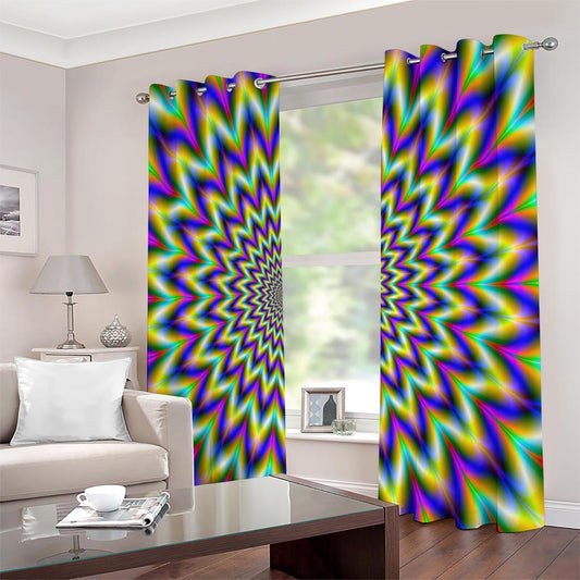 Twinkle Psychedelic Optical Illusion Extra Wide Grommet Curtains