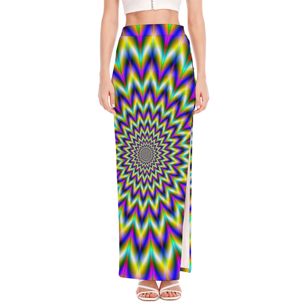Twinkle Psychedelic Optical Illusion High Slit Maxi Skirt