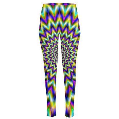 Twinkle Psychedelic Optical Illusion High-Waisted Pocket Leggings