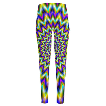 Twinkle Psychedelic Optical Illusion High-Waisted Pocket Leggings