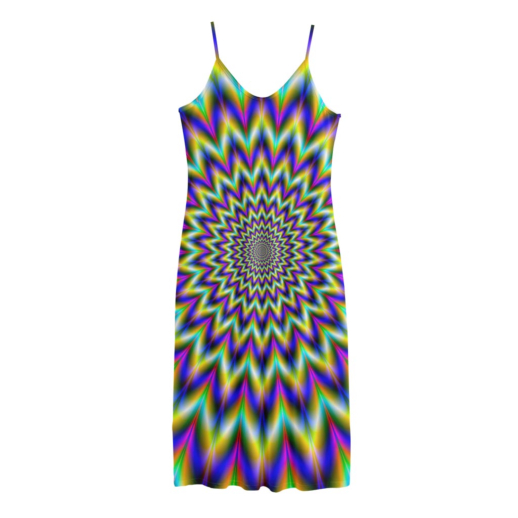 Twinkle Psychedelic Optical Illusion Jersey Midi Cami Dress