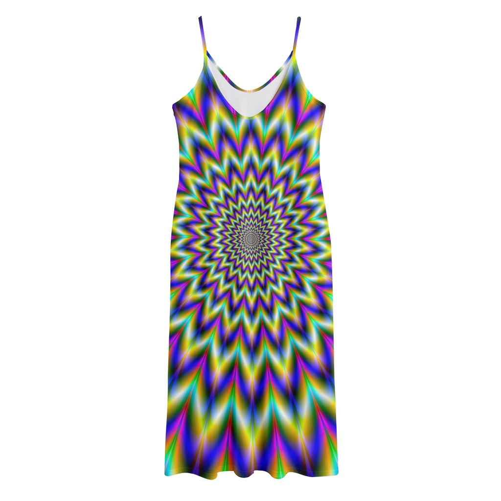 Twinkle Psychedelic Optical Illusion Jersey Midi Cami Dress