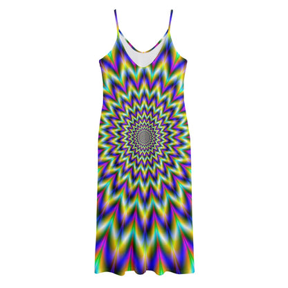 Twinkle Psychedelic Optical Illusion Jersey Midi Cami Dress