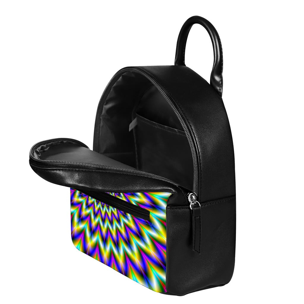 Twinkle Psychedelic Optical Illusion Leather Backpack