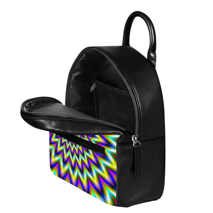 Twinkle Psychedelic Optical Illusion Leather Backpack