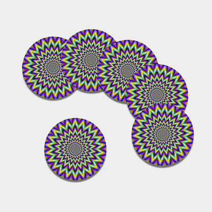 Twinkle Psychedelic Optical Illusion Leather Coaster Set