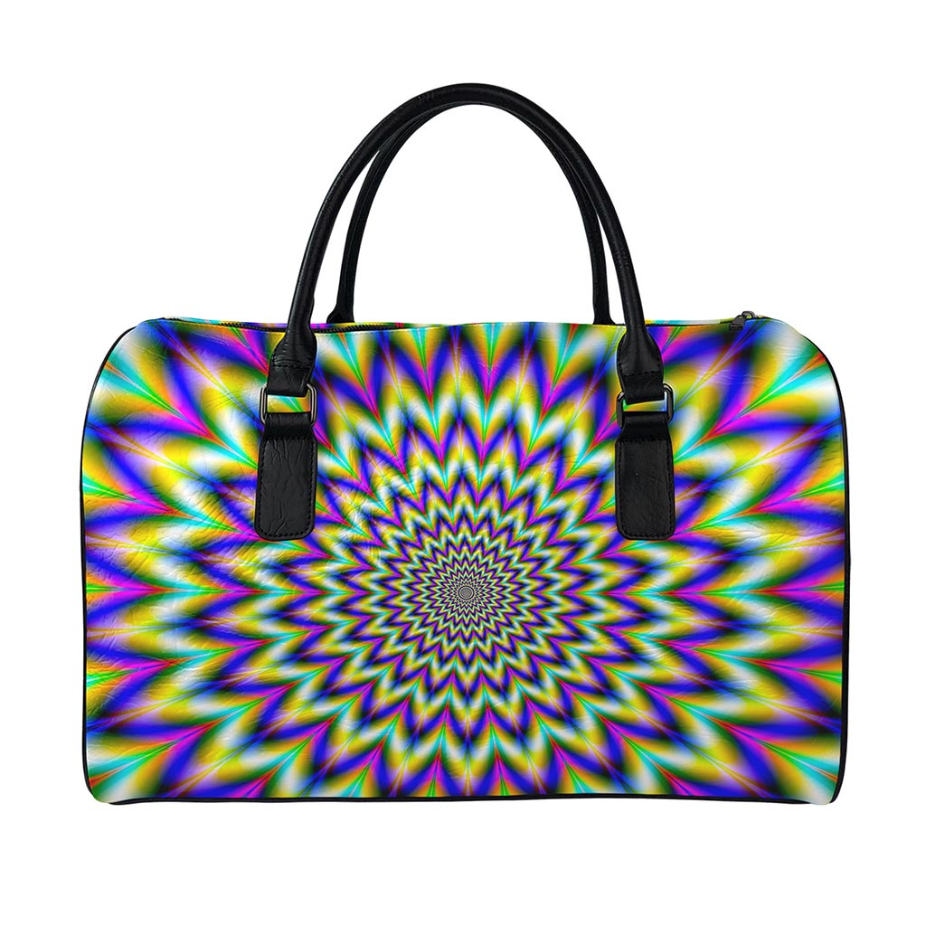 Twinkle Psychedelic Optical Illusion Leather Duffle Bag