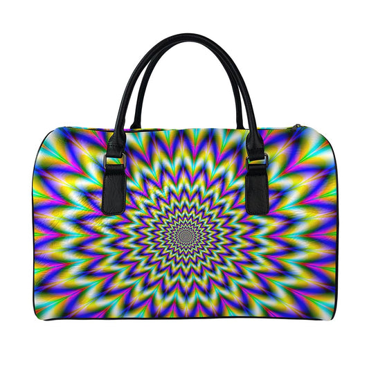 Twinkle Psychedelic Optical Illusion Leather Duffle Bag