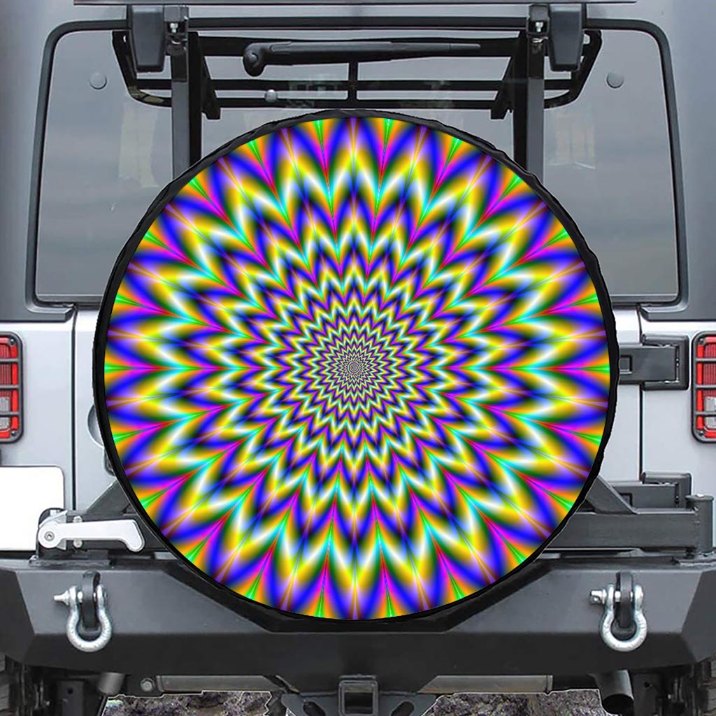 Twinkle Psychedelic Optical Illusion Leather Spare Tire Cover