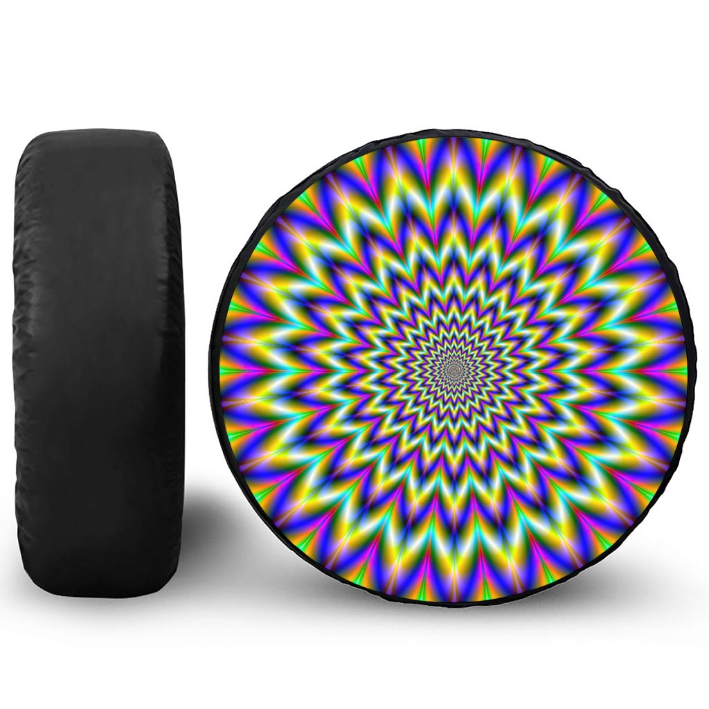 Twinkle Psychedelic Optical Illusion Leather Spare Tire Cover