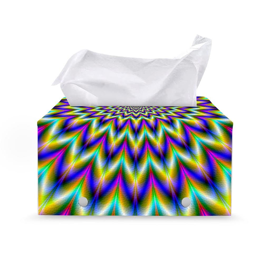 Twinkle Psychedelic Optical Illusion Leather Tissue Box Cover