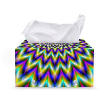 Twinkle Psychedelic Optical Illusion Leather Tissue Box Cover