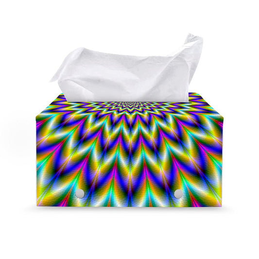 Twinkle Psychedelic Optical Illusion Leather Tissue Box Cover