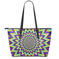 Twinkle Psychedelic Optical Illusion Leather Tote Bag With Zipper