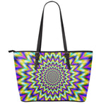 Twinkle Psychedelic Optical Illusion Leather Tote Bag