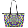 Twinkle Psychedelic Optical Illusion Leather Tote Bag