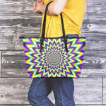 Twinkle Psychedelic Optical Illusion Leather Tote Bag