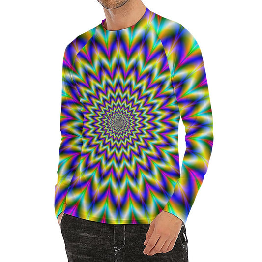 Twinkle Psychedelic Optical Illusion Men's Long Sleeve Rash Guard