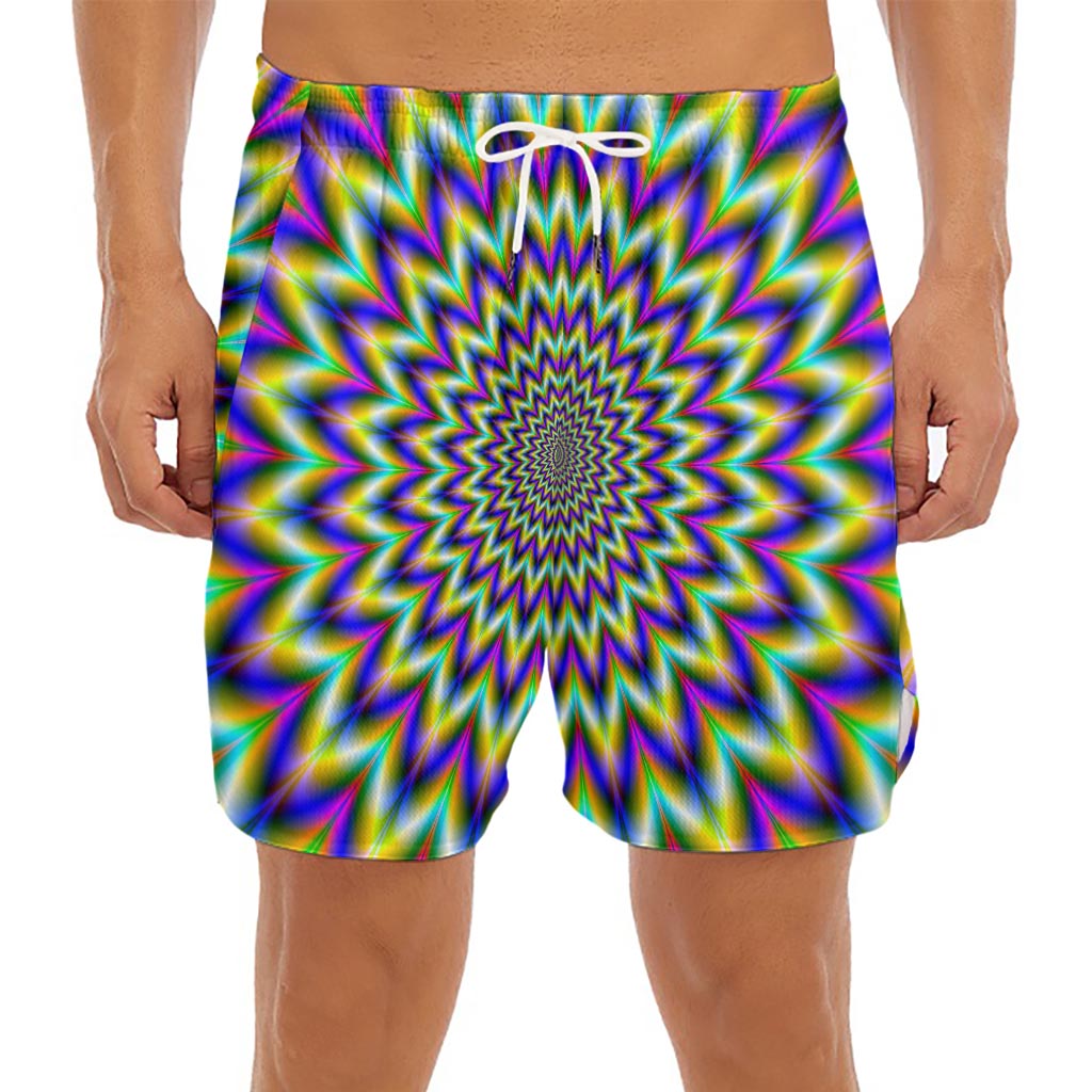 Twinkle Psychedelic Optical Illusion Men's Split Running Shorts
