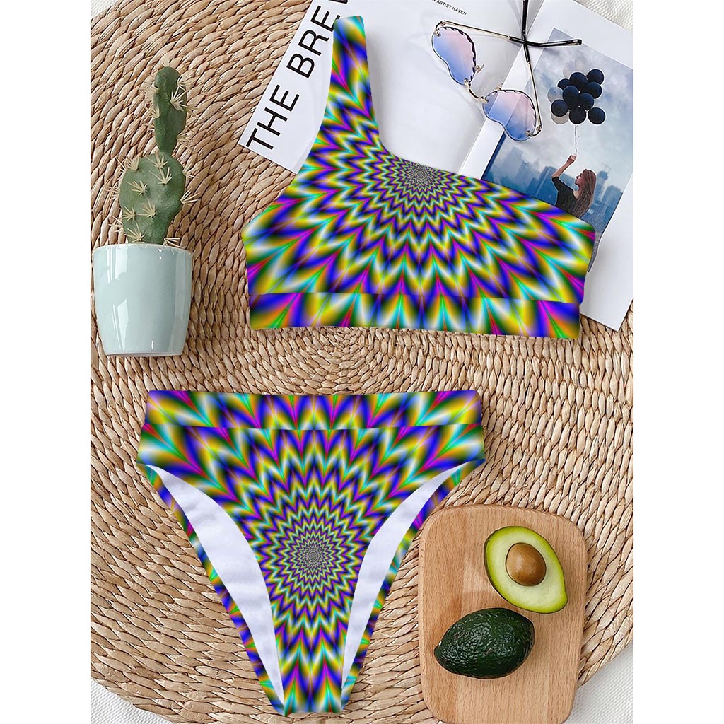 Twinkle Psychedelic Optical Illusion One Shoulder Bikini Top