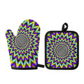 Twinkle Psychedelic Optical Illusion Oven Mitt And Pot Holder Set