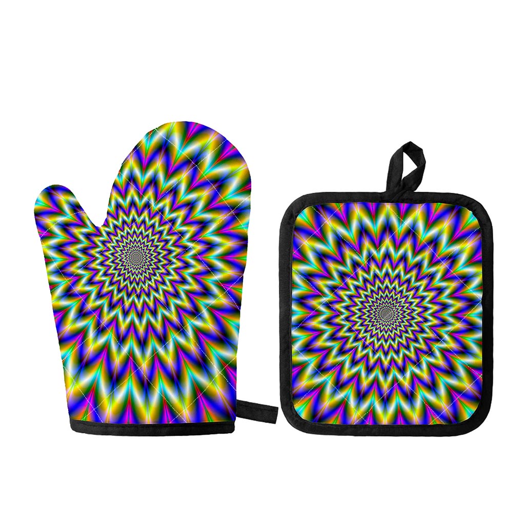 Twinkle Psychedelic Optical Illusion Oven Mitt And Pot Holder Set